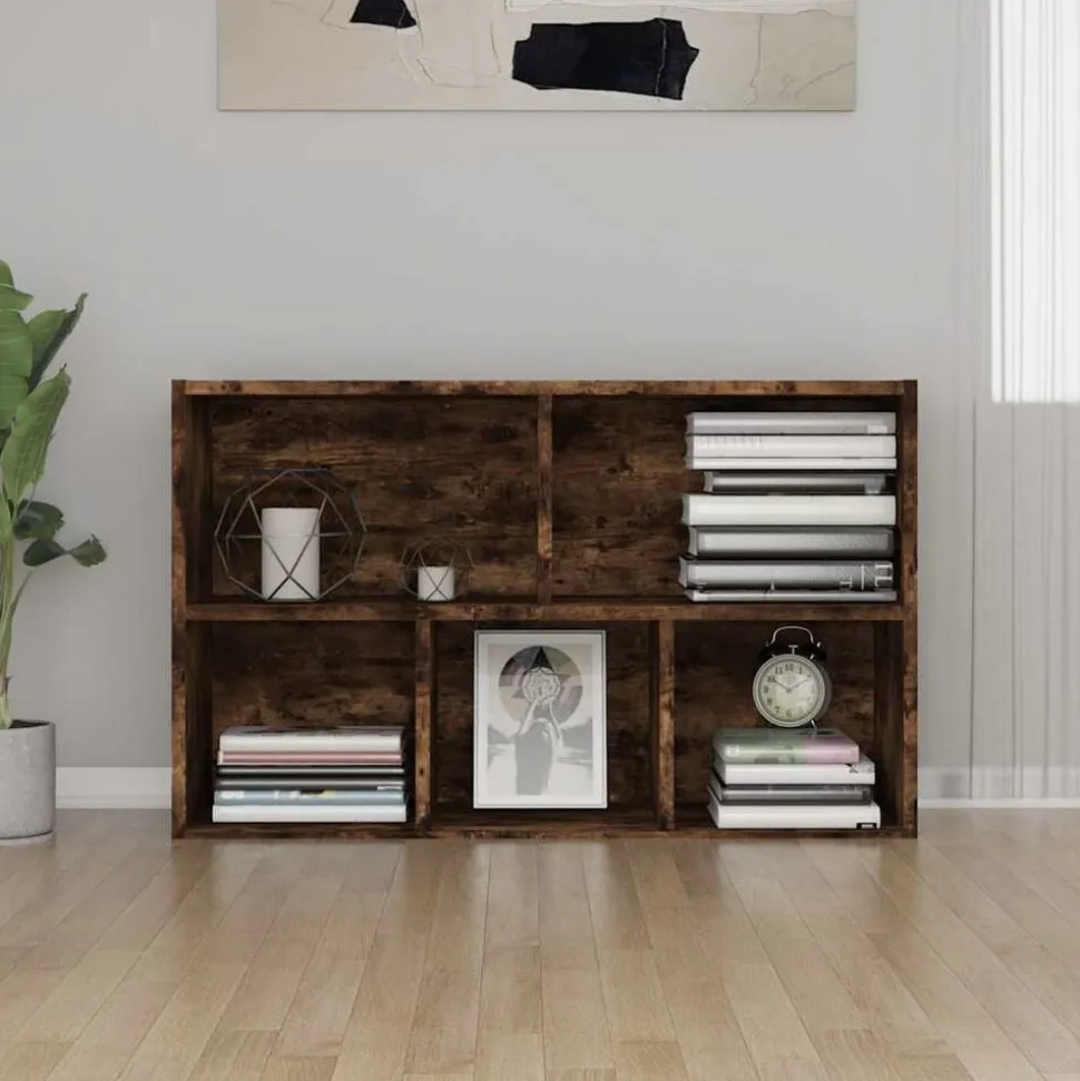 vidaXL Bokhylla/skänk rökfärgad ek 50x25x80 cm konstruerat trä