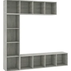 Online vidaXL Bokhylla/TV-bänk 3 delar set 180x30x180 cm Betonggrå