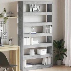 vidaXL Bokskåp Betonggrå 100 x 30 x 198 cm Konstruerat trä