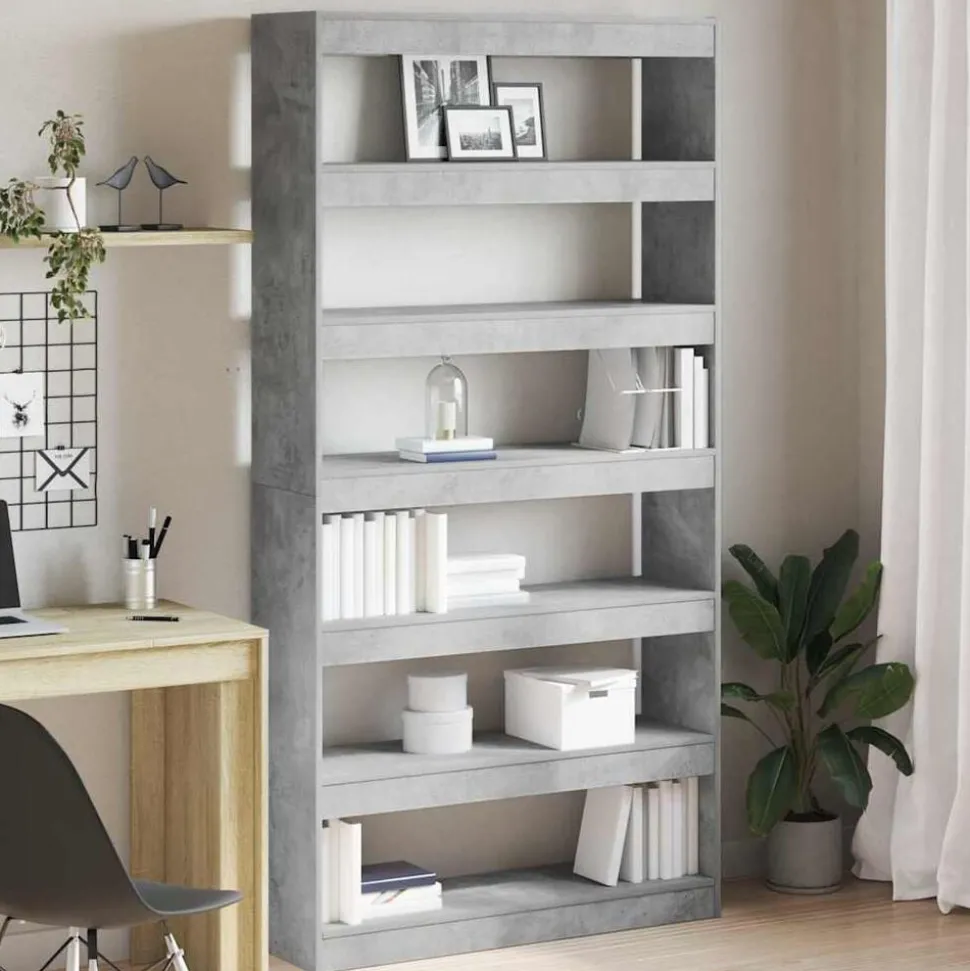 vidaXL Bokskåp Betonggrå 100 x 30 x 198 cm Konstruerat trä