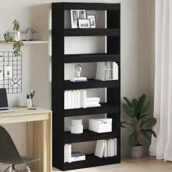 vidaXL Bokskåp med hylla Svart Ek 80 x 30 x 198 cm Konstruerat trä