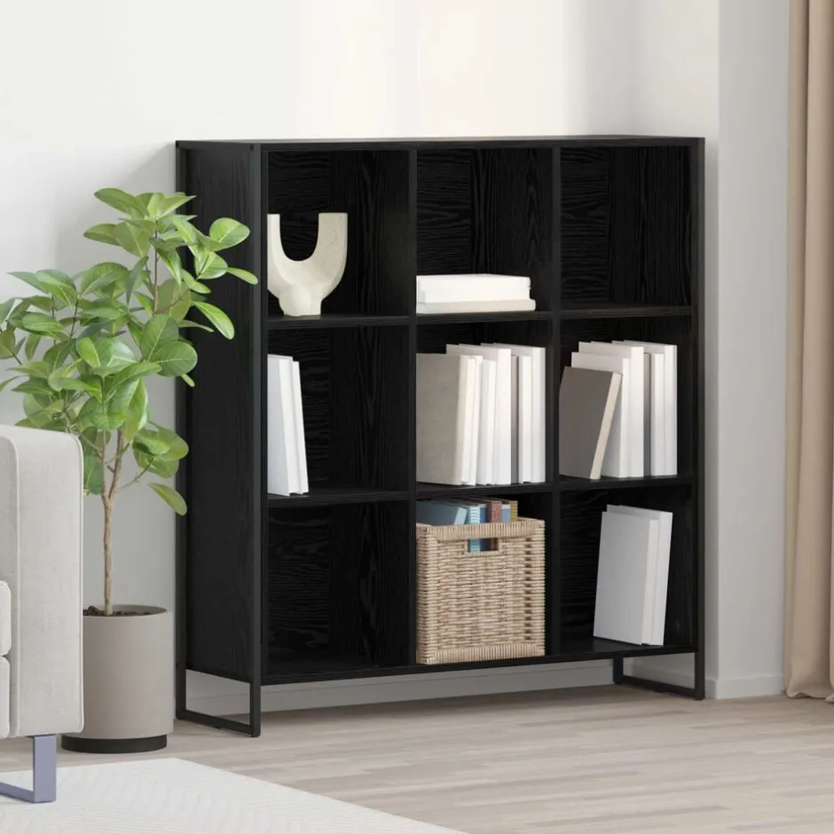 Online vidaXL Bokskåp 99.5 x 30 x 108.5 cm Konstruerat trä Svart ek