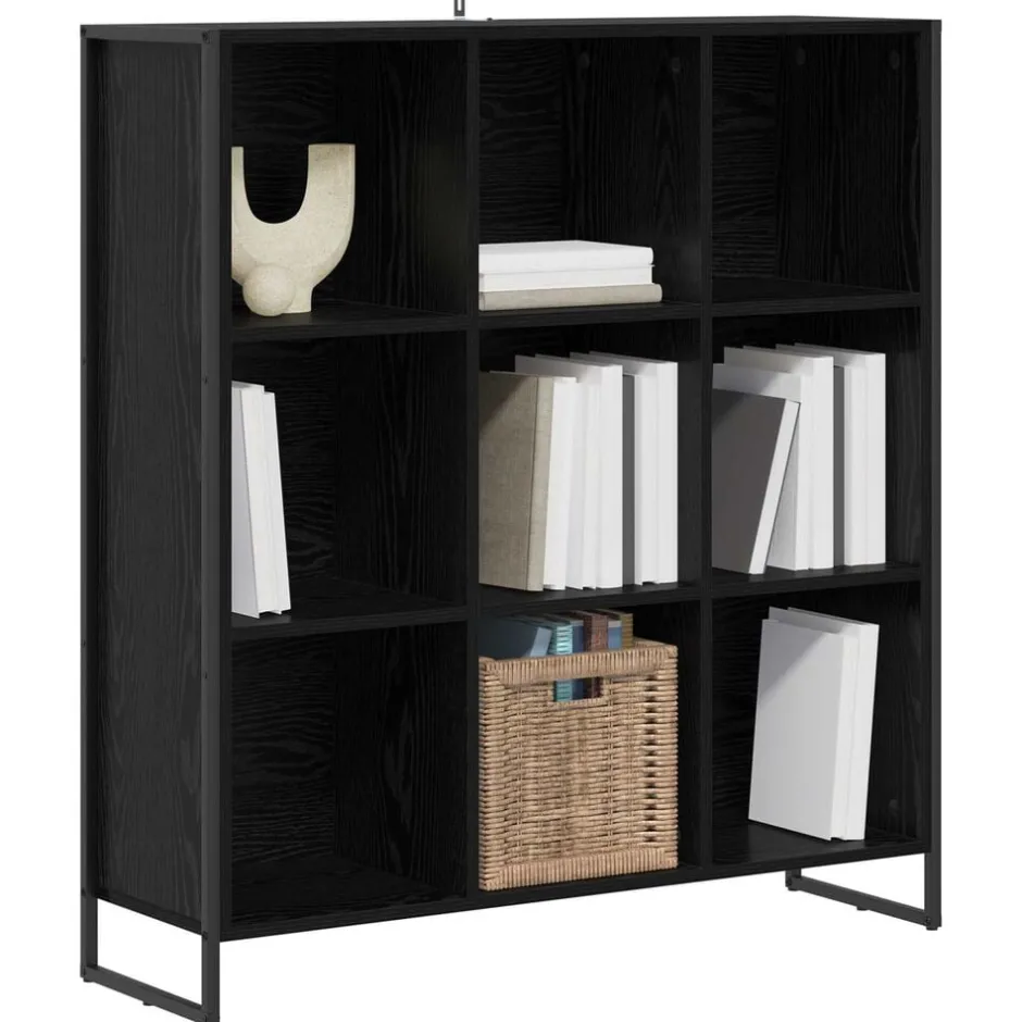 Online vidaXL Bokskåp 99.5 x 30 x 108.5 cm Konstruerat trä Svart ek