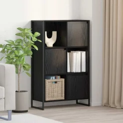 vidaXL Bokskåp 68 x 30 x 108.5 cm Konstruerat trä Svart ek