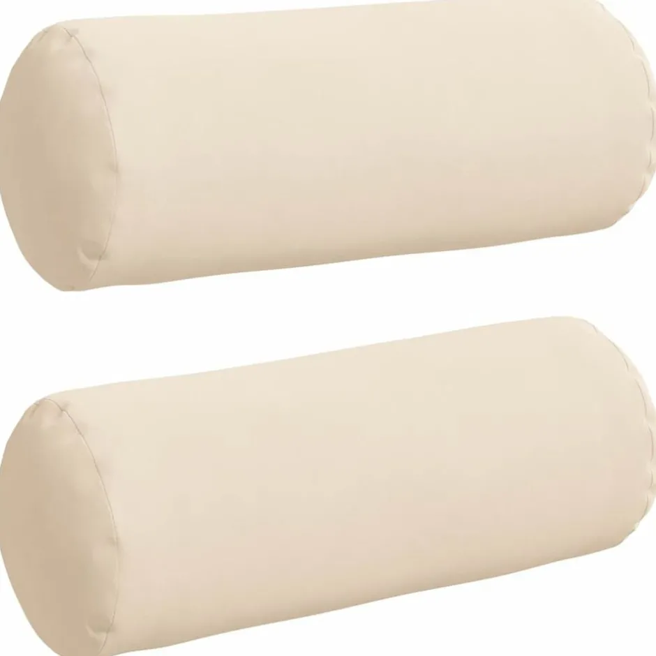 New vidaXL Bolsterkuddar 2 pcs Ø 15 x 40 cm Mikrofiber Tyg Beige