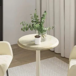 vidaXL Bordsskiva gräddvit Ø40x2,5 cm marmor