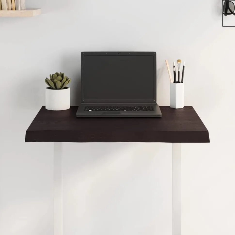 vidaXL Bordsskiva mörkbrun 60x50x(2-4) cm massivt trä levande kant