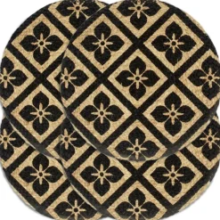 Best vidaXL Bordstabletter 4 st 38 cm rund jute Svart