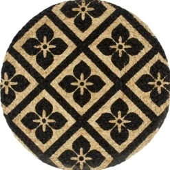 Best vidaXL Bordstabletter 4 st 38 cm rund jute Svart