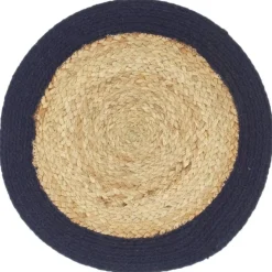 vidaXL Bordstabletter 4 st naturlig och marinblå 38 cm jute och bomull