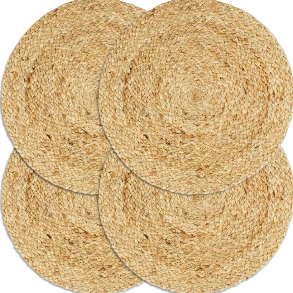 Clearance vidaXL Bordstabletter 4 st naturlig 38 cm rund jute Brun