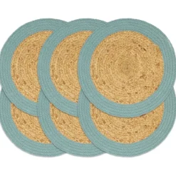 Sale vidaXL Bordstabletter 6 st naturlig och 38 cm jute och bomull Grön
