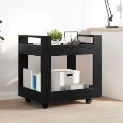 vidaXL Bordsvagn Svart Ek 60 x 45 x 60 cm Konstruerat trä