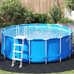vidaXL Bottenmatta för pool Ø 306 cm Syntetiskt tyg Svart