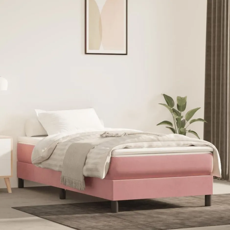 Clearance vidaXL Boxspring-sängram 80x200 cm sammet Rosa