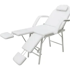 vidaXL Bärbar behandlingsstol konstläder 185x78x76 cm vit
