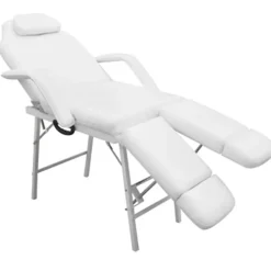 vidaXL Bärbar behandlingsstol konstläder 185x78x76 cm vit