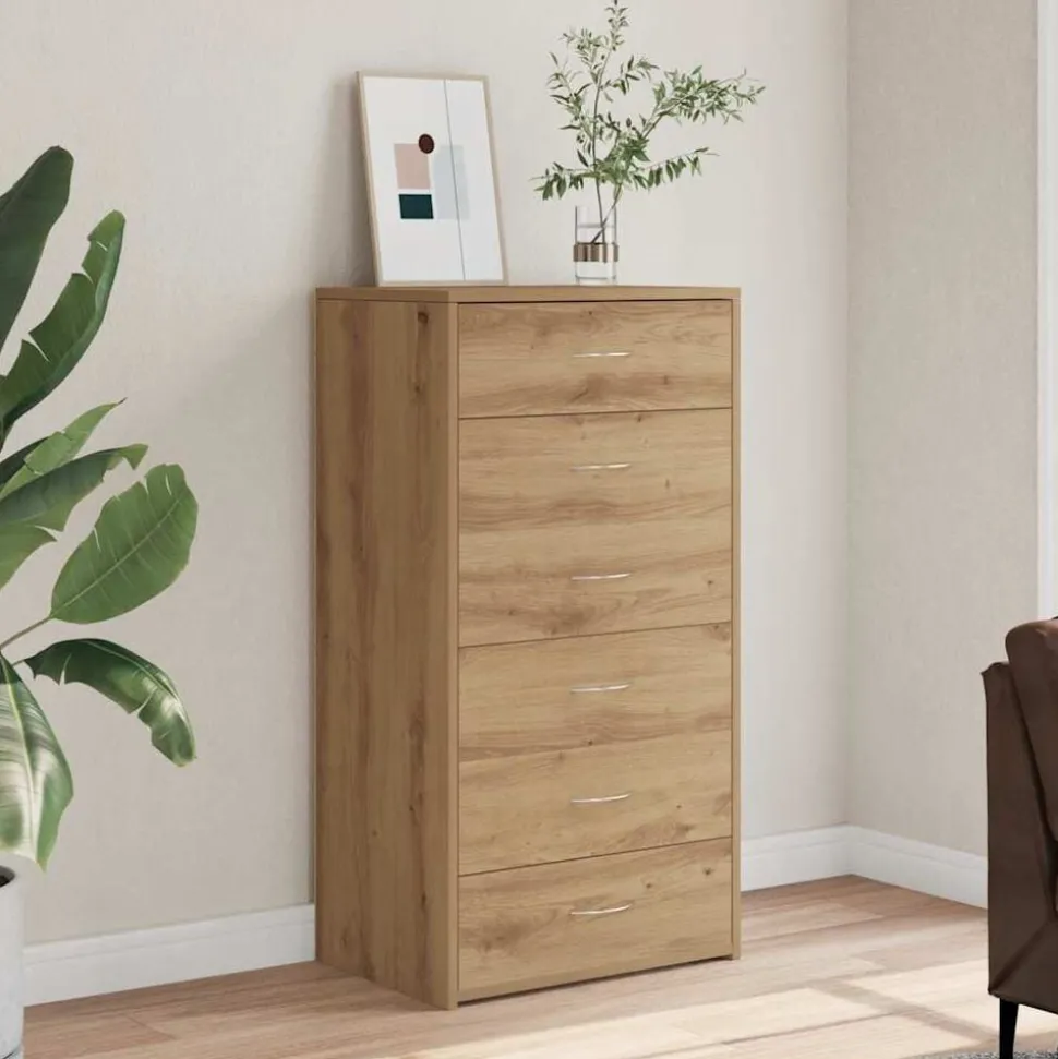 vidaXL Byrå 6 lådor artisan ek 50x34x96 cm konstruerat trä