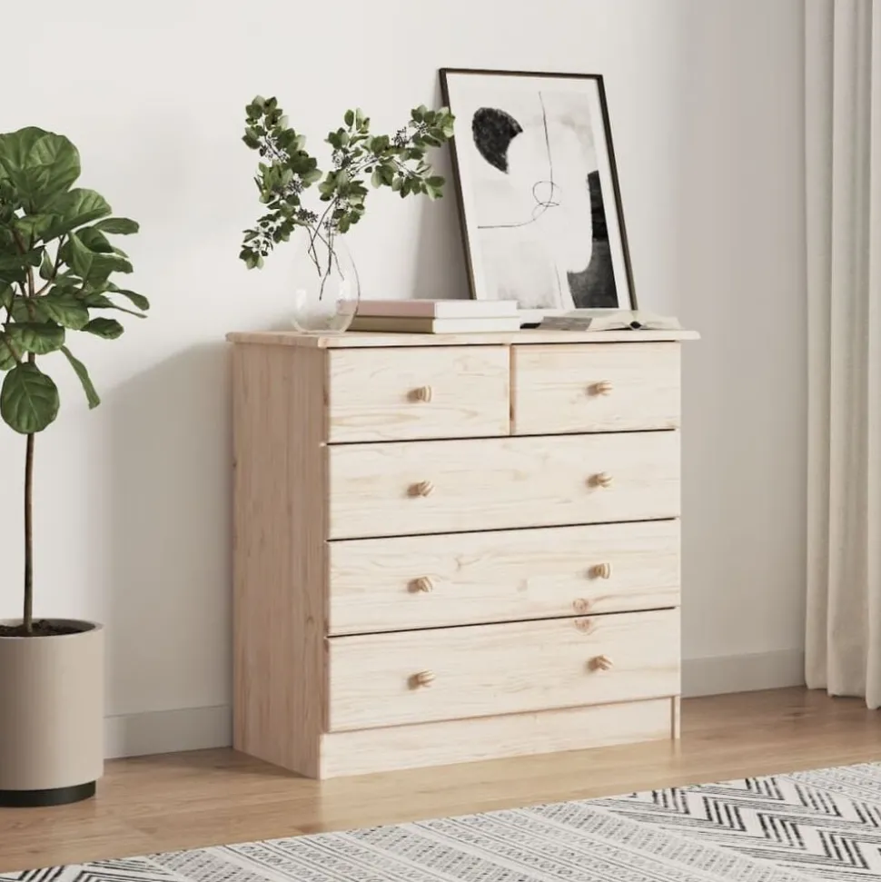 vidaXL Byrå ALTA 77x35x73 cm massiv furu