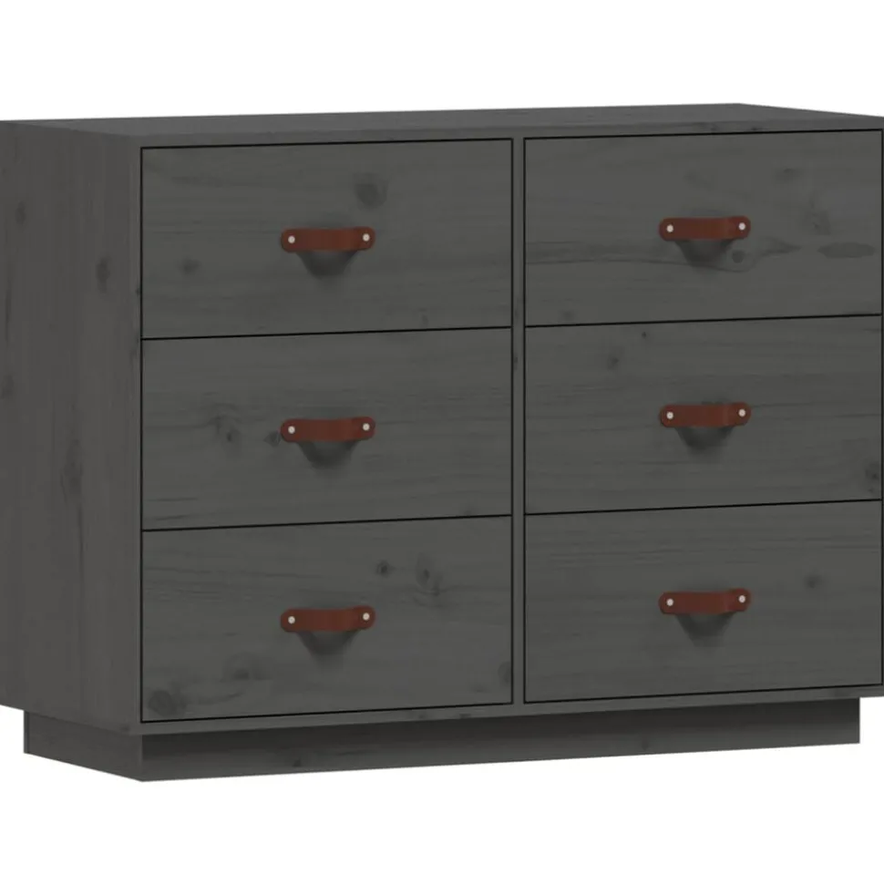 vidaXL Byrå grå 100x40x75 cm massiv furu