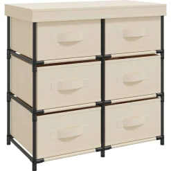 vidaXL Byrå med 6 lådor 55x29x55 cm gräddvit stål Kräm