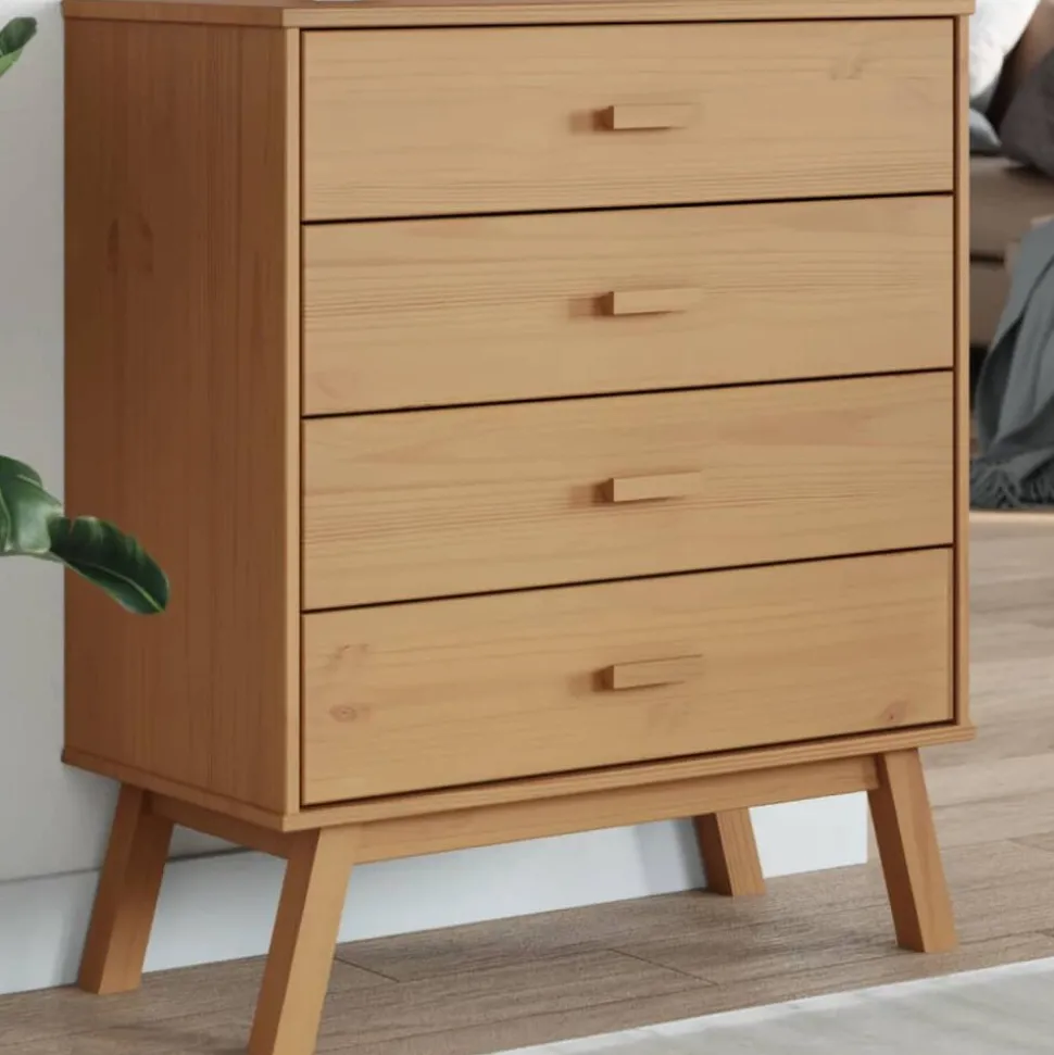vidaXL Byrå OLDEN brun massiv furu