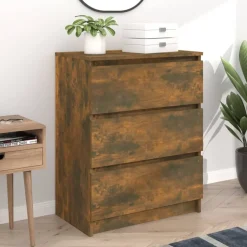 vidaXL Byrå rökfärgad ek 60x35x76 cm konstruerat trä