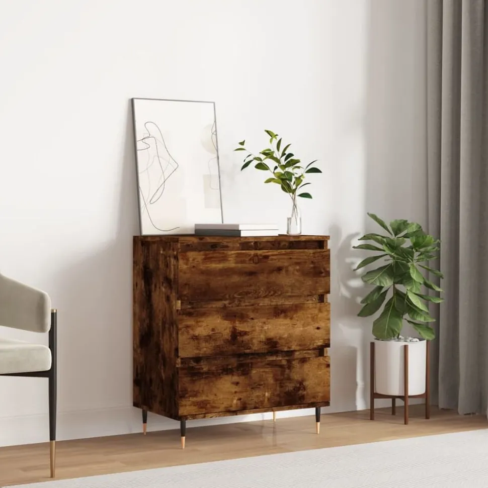 vidaXL Byrå rökfärgad ek 60x35x70 cm konstruerat trä