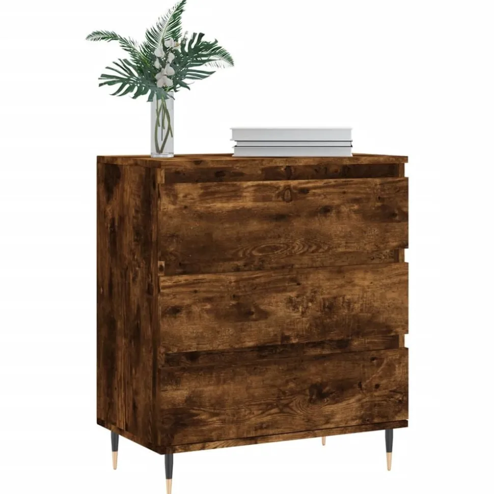 vidaXL Byrå rökfärgad ek 60x35x70 cm konstruerat trä