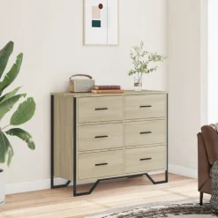 Clearance vidaXL Byrå sonoma-ek 91x35,5x74,5 cm konstruerat trä Sonoma ek