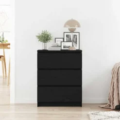 vidaXL Byrå svart ek 60x35x76 cm konstruerat trä