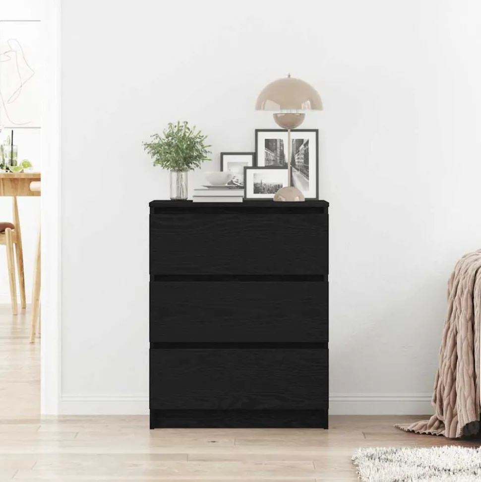 vidaXL Byrå svart ek 60x35x76 cm konstruerat trä