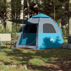 vidaXL Campingtält 4 personer blå snabbrest