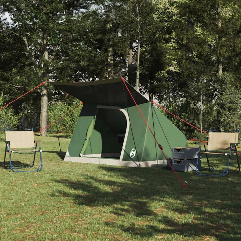 vidaXL Campingtält med tak med lagring Grön 282 x 225 x 154 cm taffeta