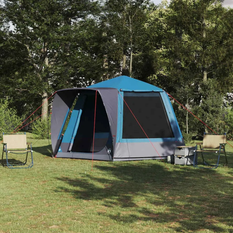 Hot vidaXL Campingtält Stuga med tak 420 x 420 x 227 cm Polyester Blå