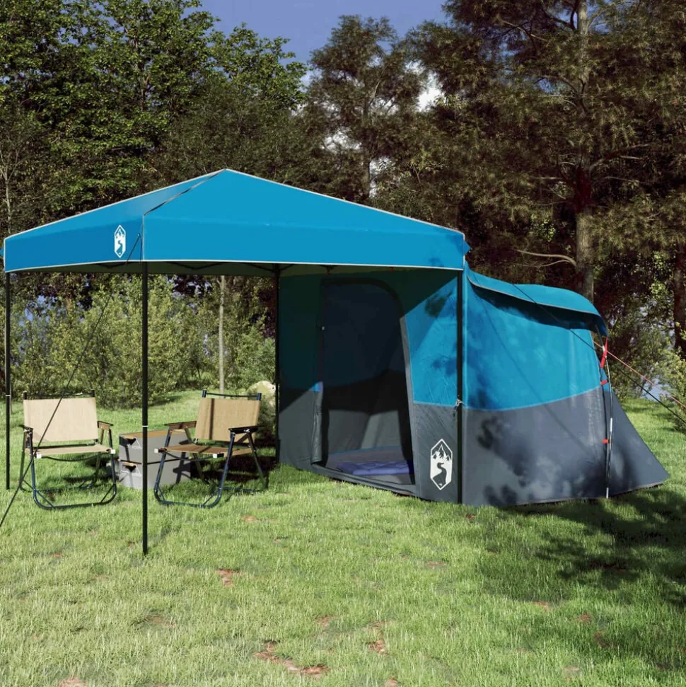 vidaXL Campingtältset med tak med lagring 2 pcs Blå Taffeta och tyg