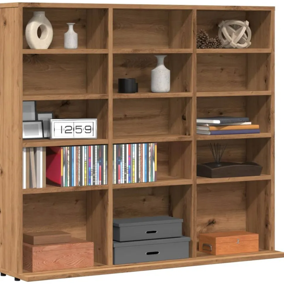 vidaXL CD-bänk artisan ek 100x23x89,5 cm konstruerat trä