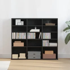 vidaXL CD-bänk svart ek 100x23x89,5 cm konstruerat trä