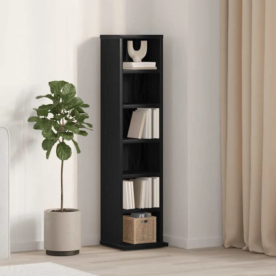 Discount vidaXL CD-bänk 21x20x88 cm konstruerat trä Svart ek