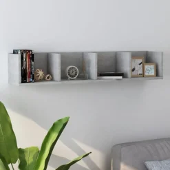 Discount vidaXL CD-hylla 100x18x18 cm konstruerat trä Betonggrå