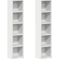 Discount vidaXL CD-hyllor 2 st 21x16x93,5 cm konstruerat trä Vit