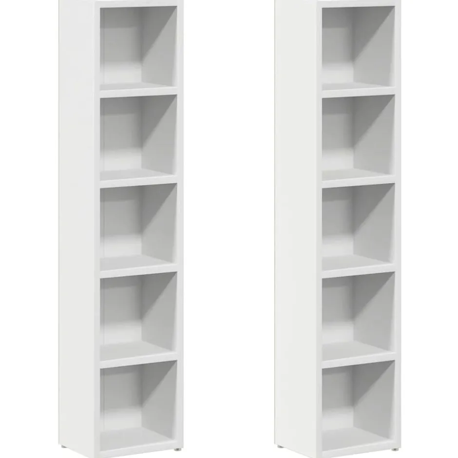 Discount vidaXL CD-hyllor 2 st 21x16x93,5 cm konstruerat trä Vit