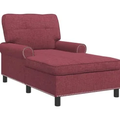 Outlet vidaXL Chaise Lounge med kudde 91 x 157 x 91 cm tyg Vinröd