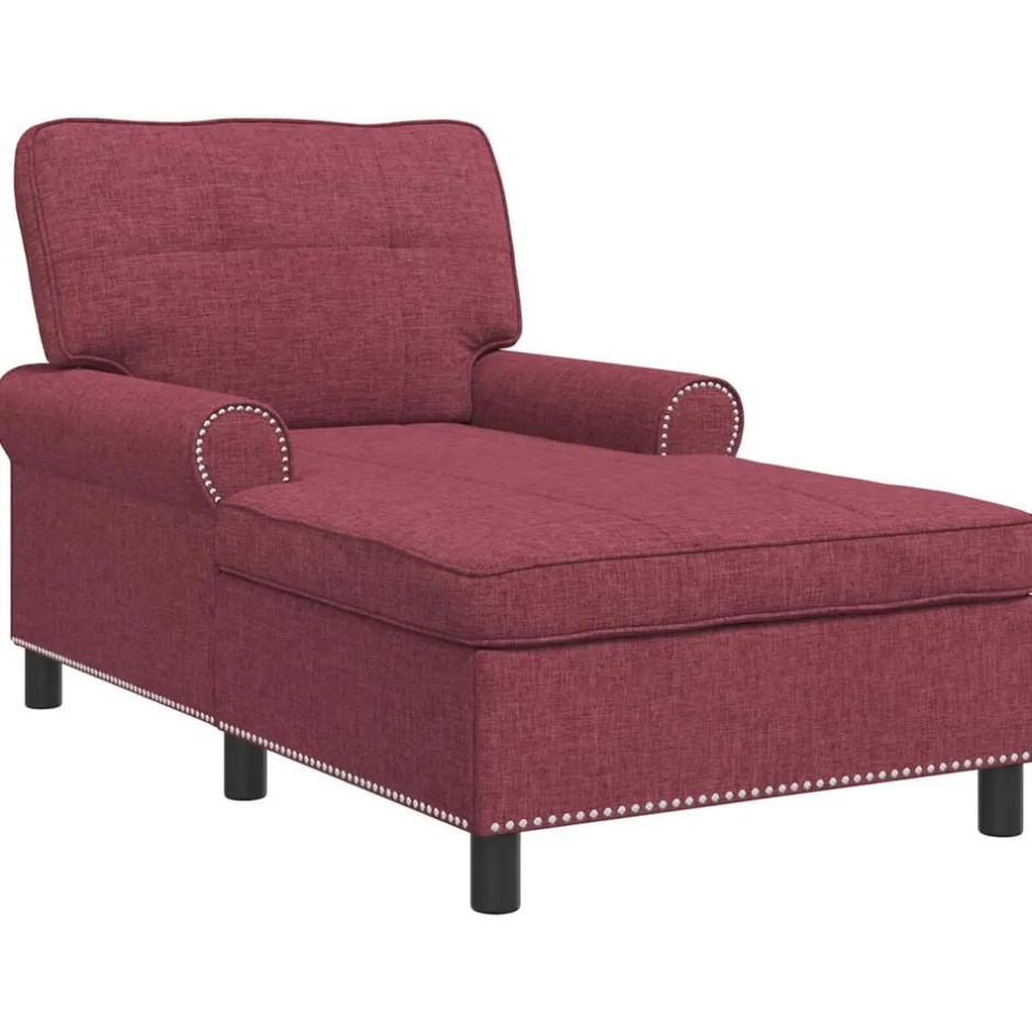 Outlet vidaXL Chaise Lounge med kudde 91 x 157 x 91 cm tyg Vinröd