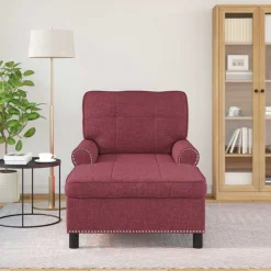 Outlet vidaXL Chaise Lounge med kudde 91 x 157 x 91 cm tyg Vinröd