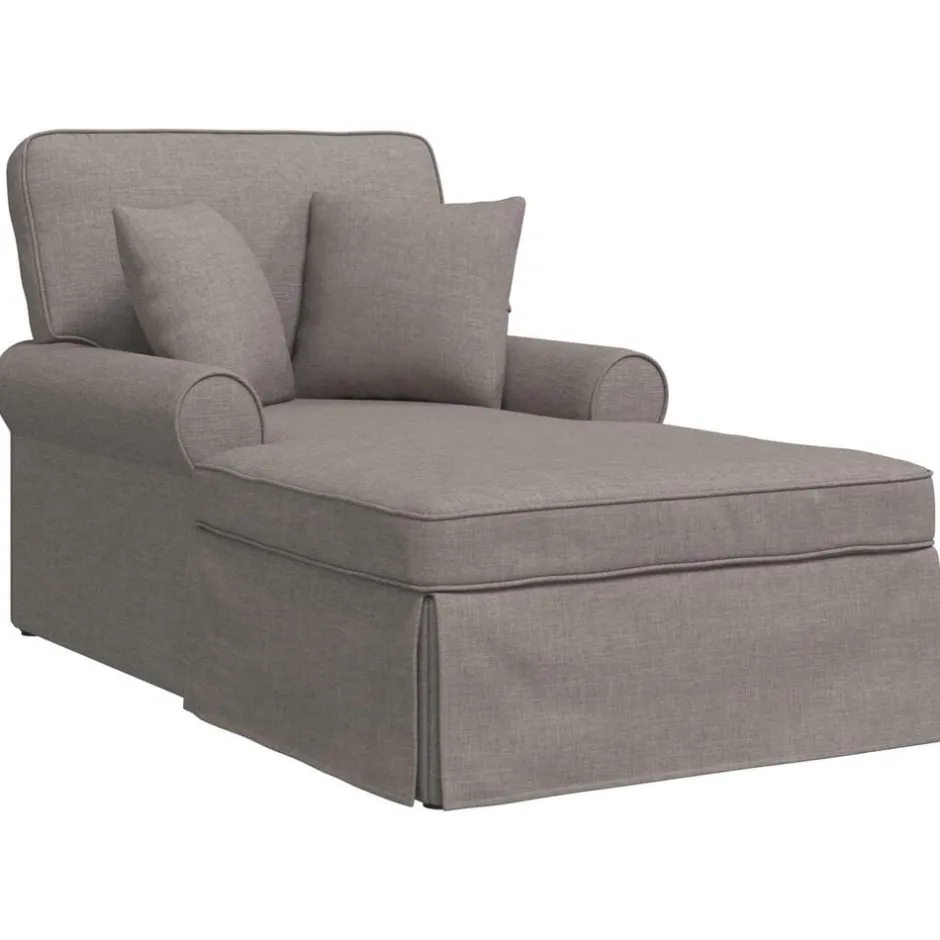 Sale vidaXL Chaise Lounge med Kjol med kudde med kudde 3 pcs tyg Taupe