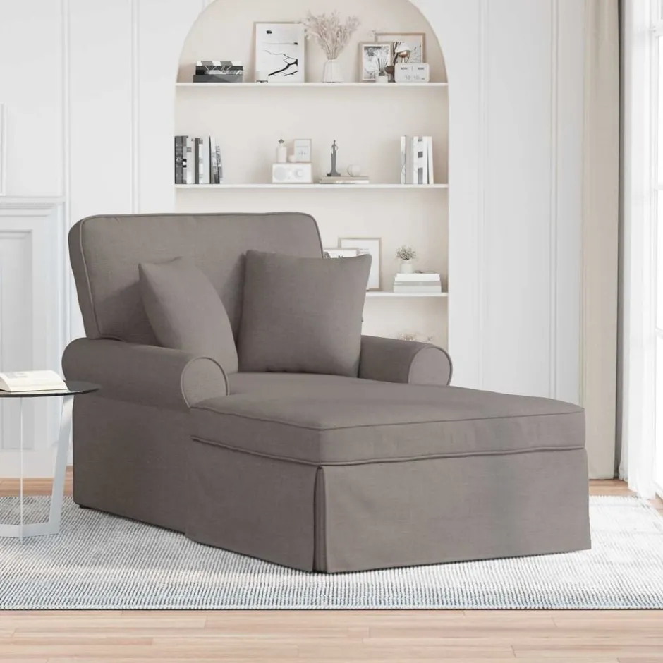 Sale vidaXL Chaise Lounge med Kjol med kudde med kudde 3 pcs tyg Taupe