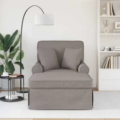 Sale vidaXL Chaise Lounge med Kjol med kudde med kudde 3 pcs tyg Taupe