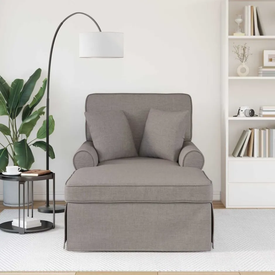 Sale vidaXL Chaise Lounge med Kjol med kudde med kudde 3 pcs tyg Taupe