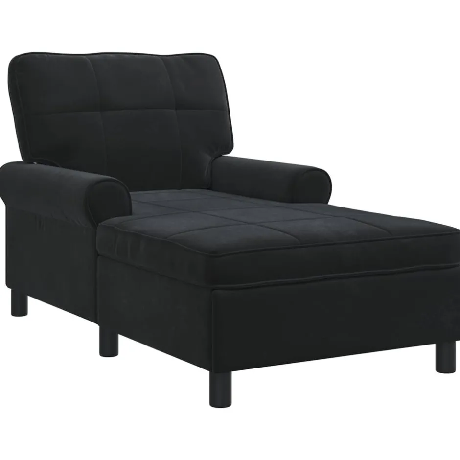 Hot vidaXL Chaise Lounge med kudde 91 x 157 x 91 cm Sammet Svart